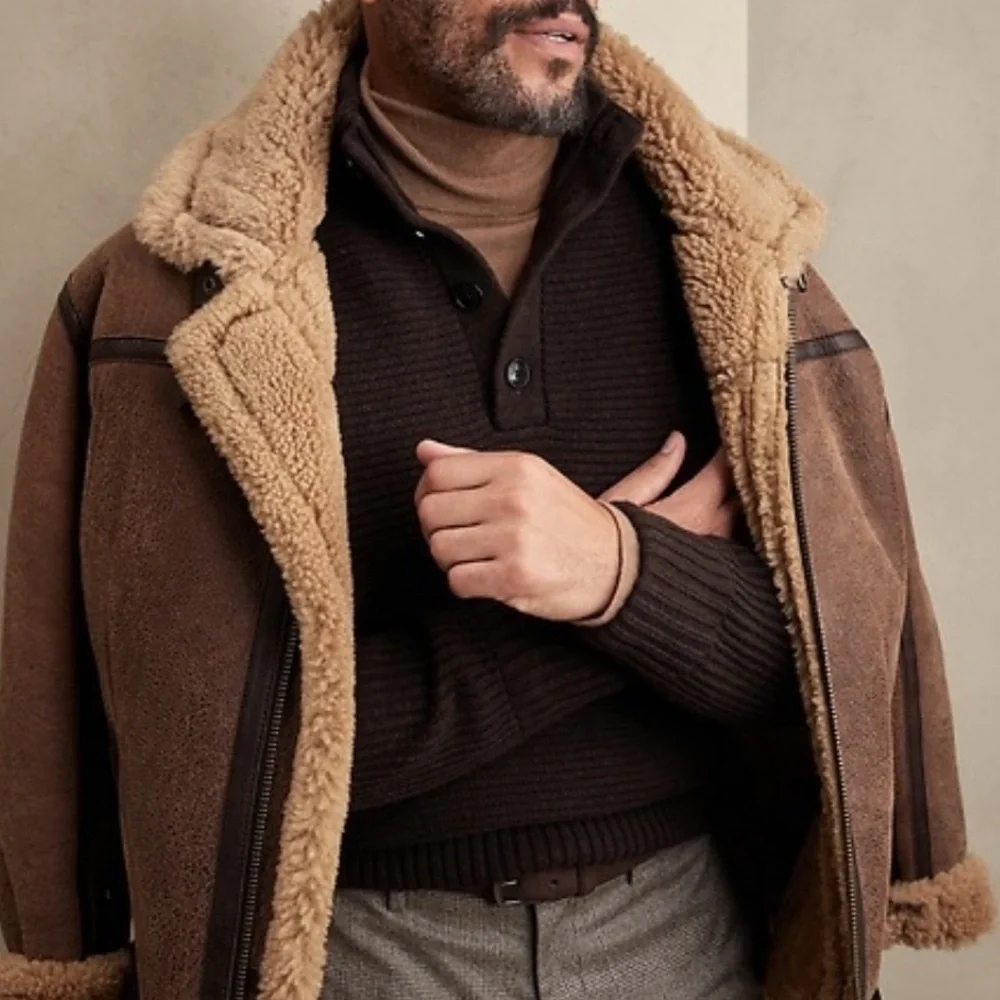 Banana Republic Italian Wool Blend Nino Mock-Neck Sweater Brown